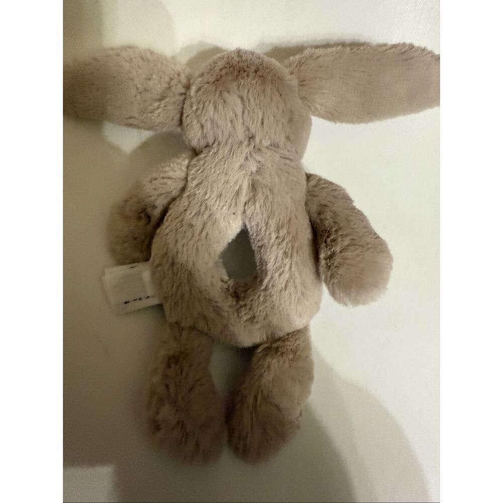 Jellycat Bashful Bunny Rabbit Plush Rattle Ring Grabber Lovey Baby Toy Beige